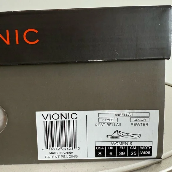 New In Box Vionic Women's Bella II Thong Sandals - Pewter - Picture 5 of 6